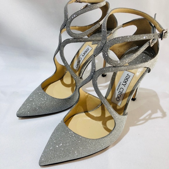 SOLD! Authentic Jimy Choo Lancer 100 Glitter Pumps - Picture 4 of 8